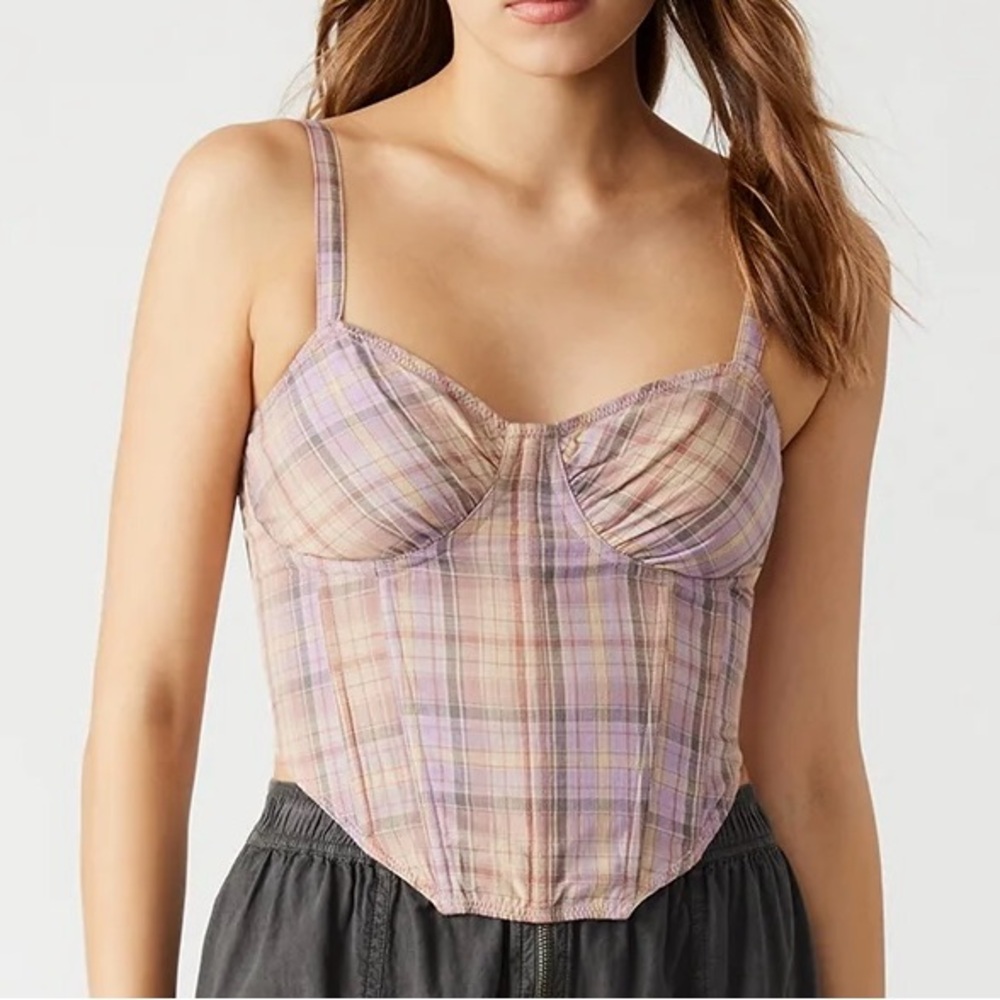 Steve Madden NWT Plaid Corset Crop Top